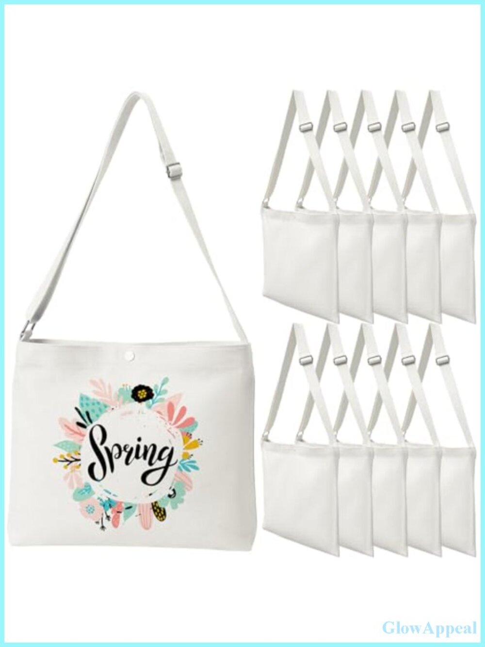 10 Pack Large Canvas Tote Bags Crossbody Shoulder Handbags for Women